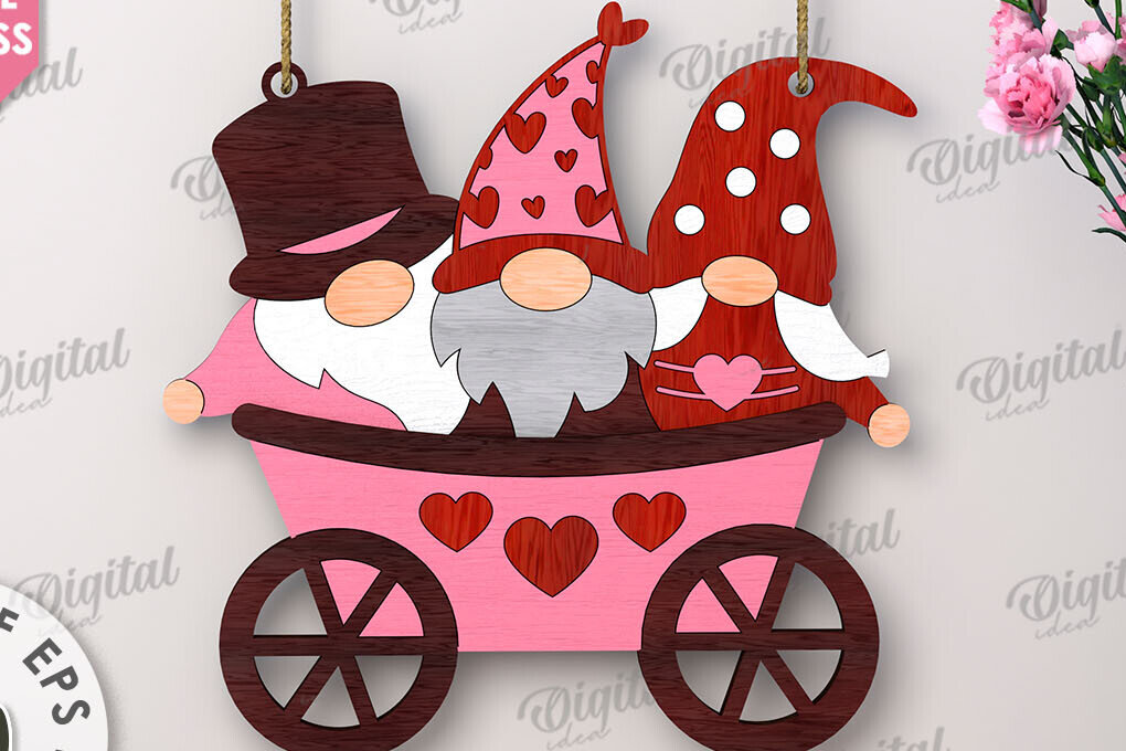 Intra απο ξύλο plywood 3mm-4mm πάχος – Κοπή λέιζερ Gnome για την Ημέρα του Αγίου Βαλεντίνου Δίασταση  20x20 cm INTRAFABR-112500668