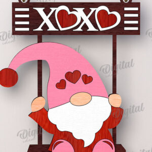 Intra απο ξύλο plywood 3mm-4mm πάχος – Κοπή λέιζερ Gnome για την Ημέρα του Αγίου Βαλεντίνου Δίασταση  20x20 cm INTRAFABR-112500695