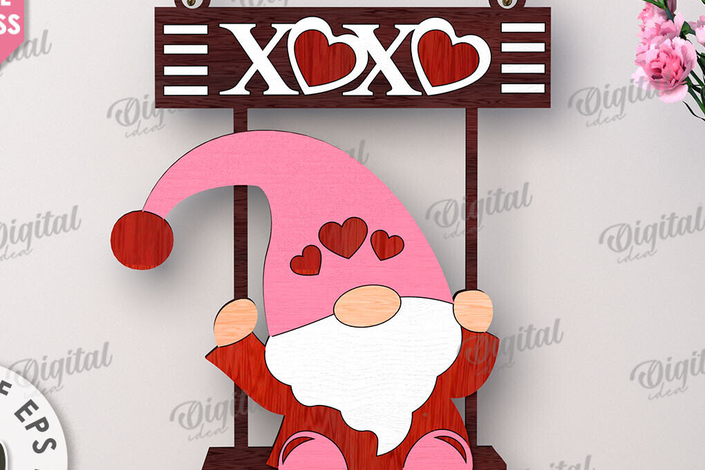 Intra απο ξύλο plywood 3mm-4mm πάχος – Κοπή λέιζερ Gnome για την Ημέρα του Αγίου Βαλεντίνου Δίασταση  20x20 cm INTRAFABR-112500695