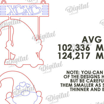 Intra απο ξύλο plywood 3mm-4mm πάχος – Κοπή λέιζερ Gnome για την Ημέρα του Αγίου Βαλεντίνου Δίασταση  20x20 cm INTRAFABR-112500695 - Image 2