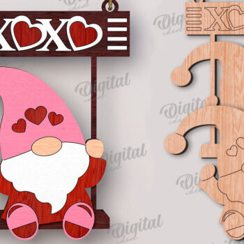 Intra απο ξύλο plywood 3mm-4mm πάχος – Κοπή λέιζερ Gnome για την Ημέρα του Αγίου Βαλεντίνου Δίασταση  20x20 cm INTRAFABR-112500695 - Image 3