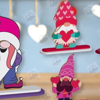 Intra απο ξύλο plywood 3mm-4mm πάχος – Πακέτο κοπής με λέιζερ Gnome για την ημέρα του Αγίου Βαλεντίνου Δίασταση  20x20 cm INTRAFABR-113329294 - Image 1