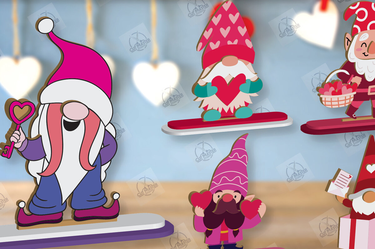 Intra απο ξύλο plywood 3mm-4mm πάχος – Πακέτο κοπής με λέιζερ Gnome για την ημέρα του Αγίου Βαλεντίνου Δίασταση  20x20 cm INTRAFABR-113329294