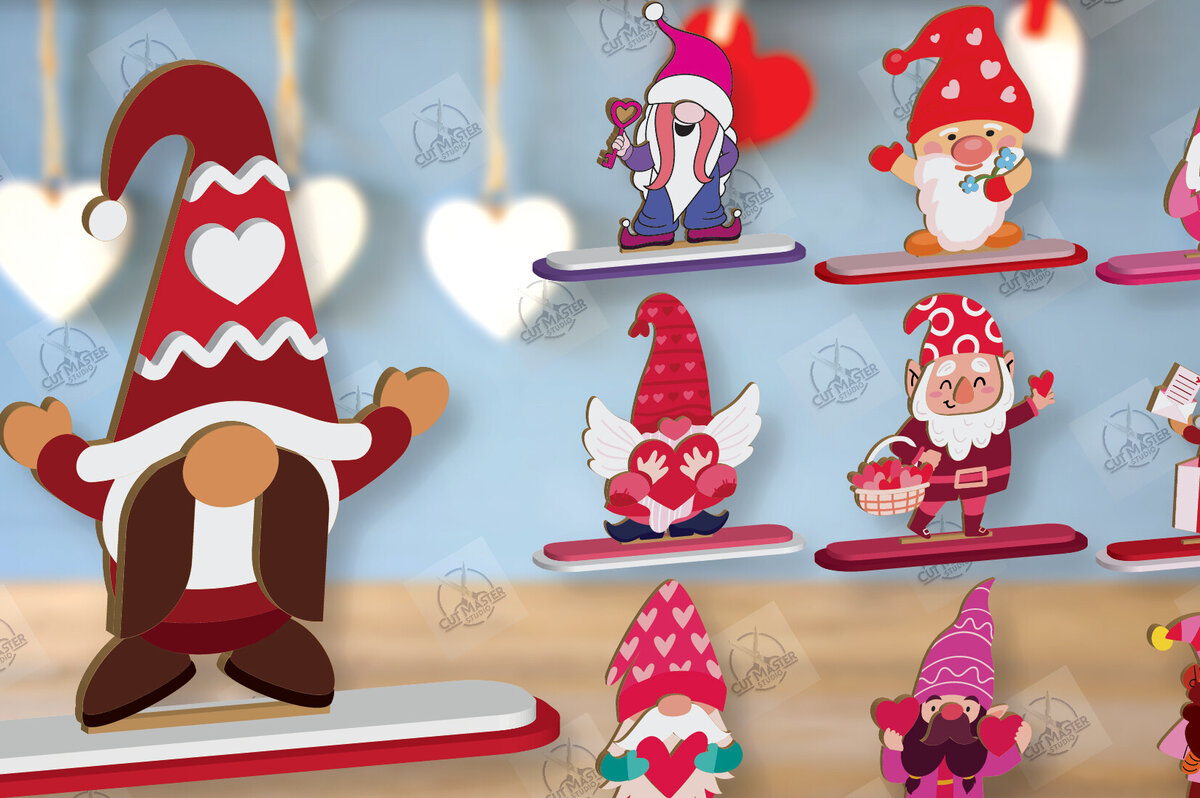 Intra απο ξύλο plywood 3mm-4mm πάχος – Πακέτο κοπής με λέιζερ Gnome για την ημέρα του Αγίου Βαλεντίνου Δίασταση  20x20 cm INTRAFABR-113329326