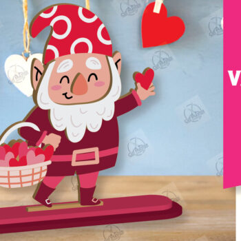 Intra απο ξύλο plywood 3mm-4mm πάχος – Ημέρα του Αγίου Βαλεντίνου Gnome Δίασταση  20x20 cm INTRAFABR-113329258 - Image 1