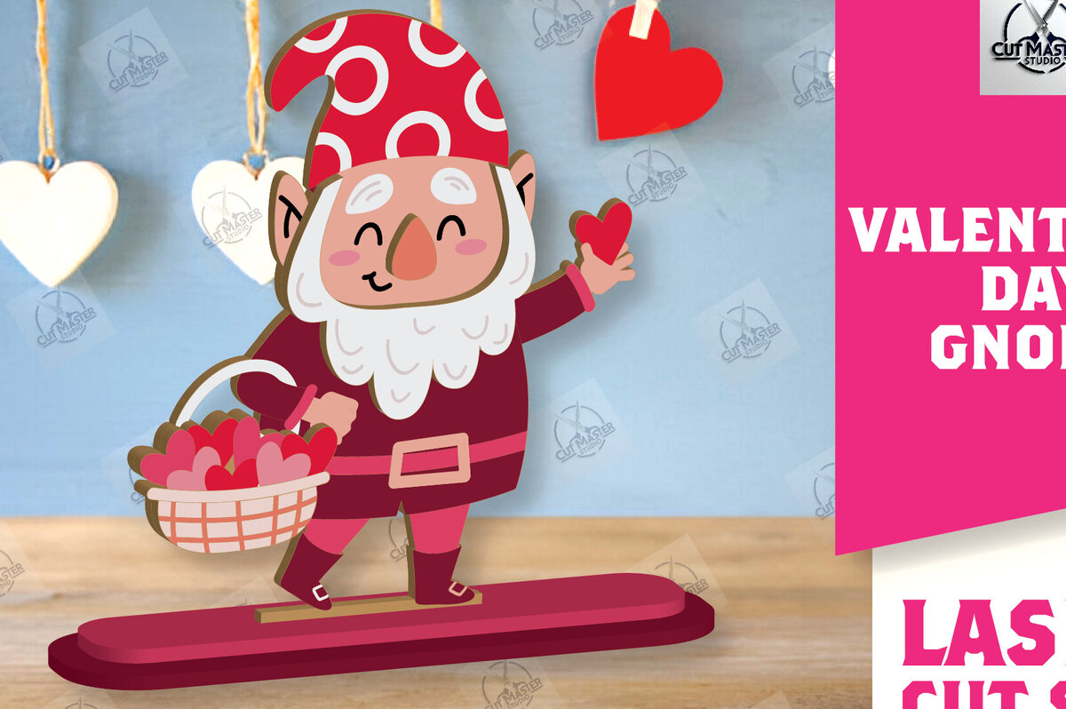 Intra απο ξύλο plywood 3mm-4mm πάχος – Ημέρα του Αγίου Βαλεντίνου Gnome Δίασταση  20x20 cm INTRAFABR-113329258
