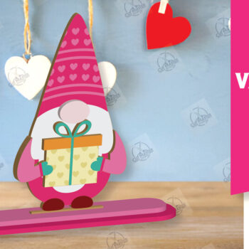 Intra απο ξύλο plywood 3mm-4mm πάχος – Ημέρα του Αγίου Βαλεντίνου Gnome Δίασταση  20x20 cm INTRAFABR-113328448 - Image 1