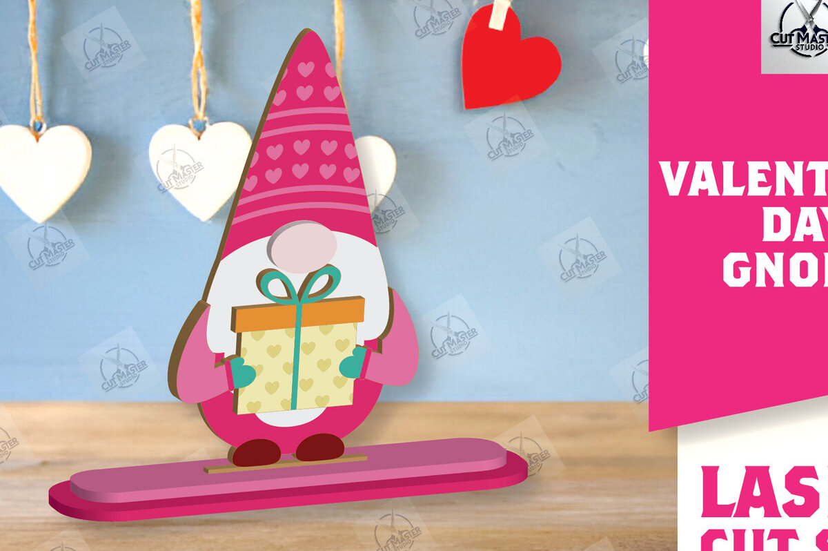 Intra απο ξύλο plywood 3mm-4mm πάχος – Ημέρα του Αγίου Βαλεντίνου Gnome Δίασταση  20x20 cm INTRAFABR-113328448