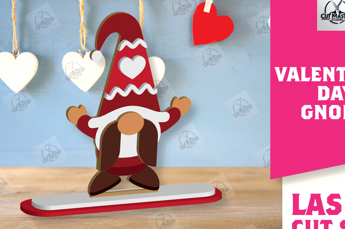 Intra απο ξύλο plywood 3mm-4mm πάχος – Ημέρα του Αγίου Βαλεντίνου Gnome Δίασταση  20x20 cm INTRAFABR-113328493