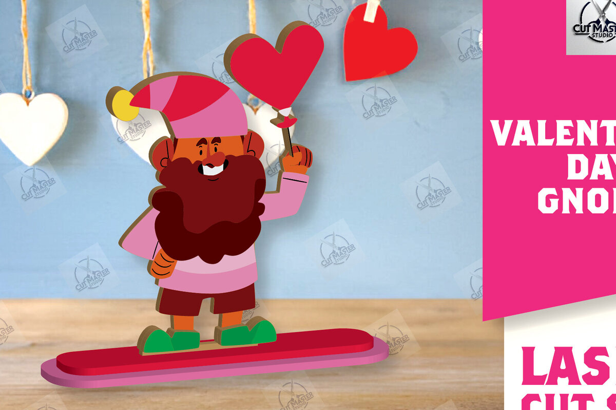 Intra απο ξύλο plywood 3mm-4mm πάχος – Ημέρα του Αγίου Βαλεντίνου Gnome Δίασταση  20x20 cm INTRAFABR-113328579