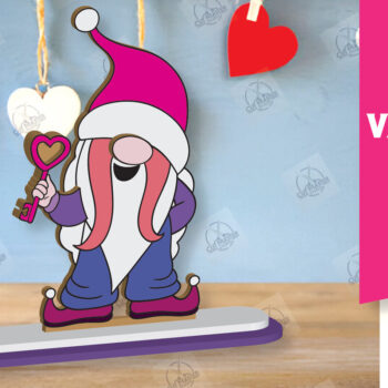 Intra απο ξύλο plywood 3mm-4mm πάχος – Ημέρα του Αγίου Βαλεντίνου Gnome Δίασταση  20x20 cm INTRAFABR-113328755 - Image 1