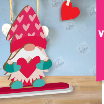 Intra απο ξύλο plywood 3mm-4mm πάχος – Ημέρα του Αγίου Βαλεντίνου Gnome Δίασταση  20x20 cm INTRAFABR-113329180 - Image 1