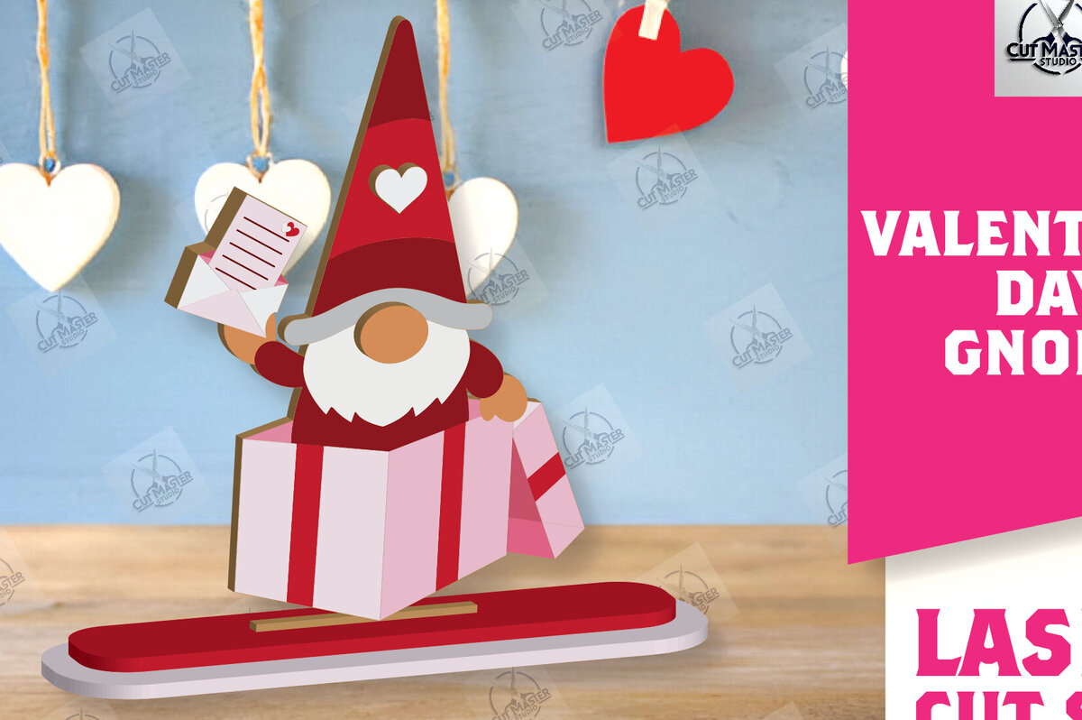 Intra απο ξύλο plywood 3mm-4mm πάχος – Ημέρα του Αγίου Βαλεντίνου Gnome Δίασταση  20x20 cm INTRAFABR-113329215