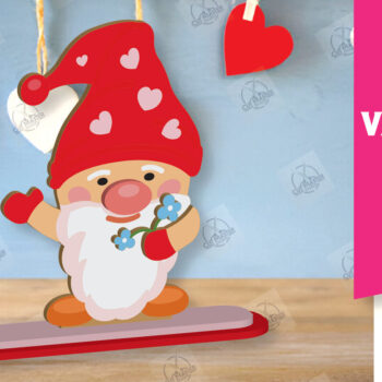 Intra απο ξύλο plywood 3mm-4mm πάχος – Ημέρα του Αγίου Βαλεντίνου Gnome Δίασταση  20x20 cm INTRAFABR-113328410 - Image 1
