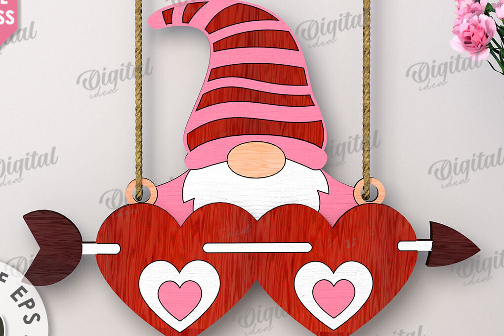 Intra απο ξύλο plywood 3mm-4mm πάχος – Κοπή λέιζερ Gnome για την Ημέρα του Αγίου Βαλεντίνου Δίασταση  20x20 cm INTRAFABR-112500521