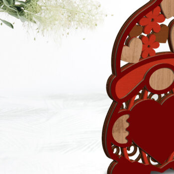 Intra απο ξύλο plywood 3mm-4mm πάχος – Gnome για την Ημέρα του Αγίου Βαλεντίνου, Αρχείο πολλαπλών επιπέδων Δίασταση 20x20 cm INTRAFABR-86122518 - Image 1