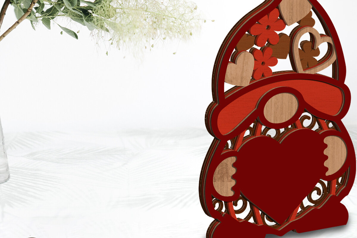 Intra απο ξύλο plywood 3mm-4mm πάχος – Gnome για την Ημέρα του Αγίου Βαλεντίνου, Αρχείο πολλαπλών επιπέδων Δίασταση  20x20 cm INTRAFABR-86122518