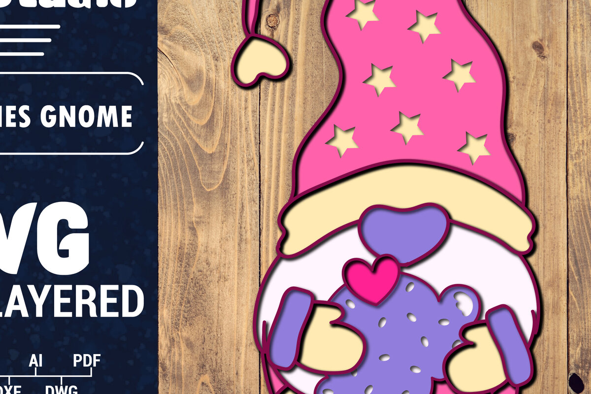 Intra απο ξύλο plywood 3mm-4mm πάχος – Ημέρα του Αγίου Βαλεντίνου Gnome Papercut 3d Δίασταση  20x20 cm INTRAFABR-89724785