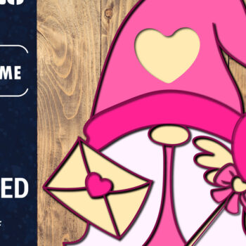 Intra απο ξύλο plywood 3mm-4mm πάχος – Ημέρα του Αγίου Βαλεντίνου Gnome Papercut 3d Δίασταση  20x20 cm INTRAFABR-89724789 - Image 1