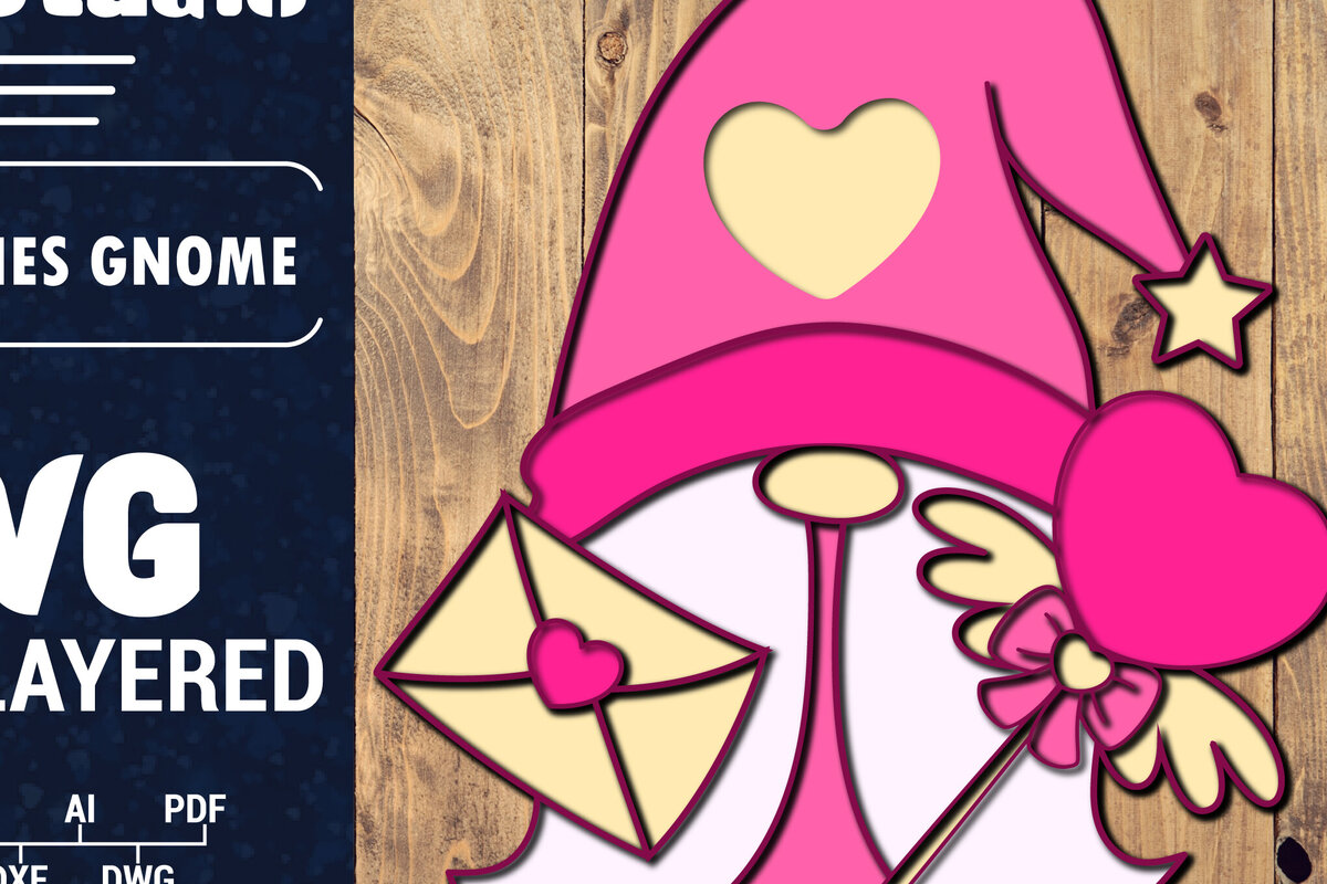 Intra απο ξύλο plywood 3mm-4mm πάχος – Ημέρα του Αγίου Βαλεντίνου Gnome Papercut 3d Δίασταση  20x20 cm INTRAFABR-89724789