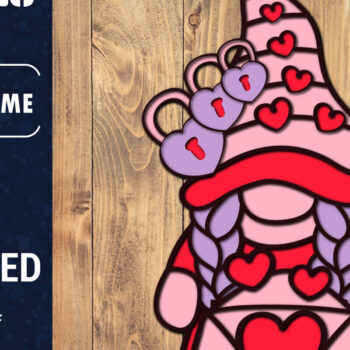 Intra απο ξύλο plywood 3mm-4mm πάχος – Ημέρα του Αγίου Βαλεντίνου Gnome Papercut 3d Δίασταση  20x20 cm INTRAFABR-89149188 - Image 1