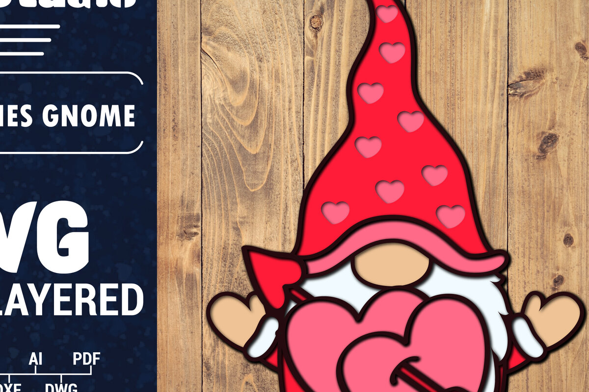 Intra απο ξύλο plywood 3mm-4mm πάχος – Ημέρα του Αγίου Βαλεντίνου Gnome Papercut 3d Δίασταση  20x20 cm INTRAFABR-89149402