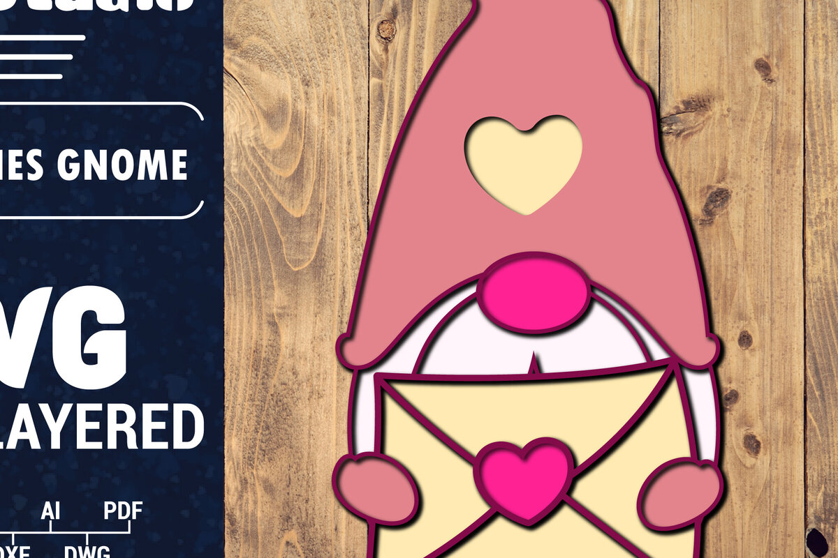 Intra απο ξύλο plywood 3mm-4mm πάχος – Ημέρα του Αγίου Βαλεντίνου Gnome Papercut 3d Δίασταση  20x20 cm INTRAFABR-89724777