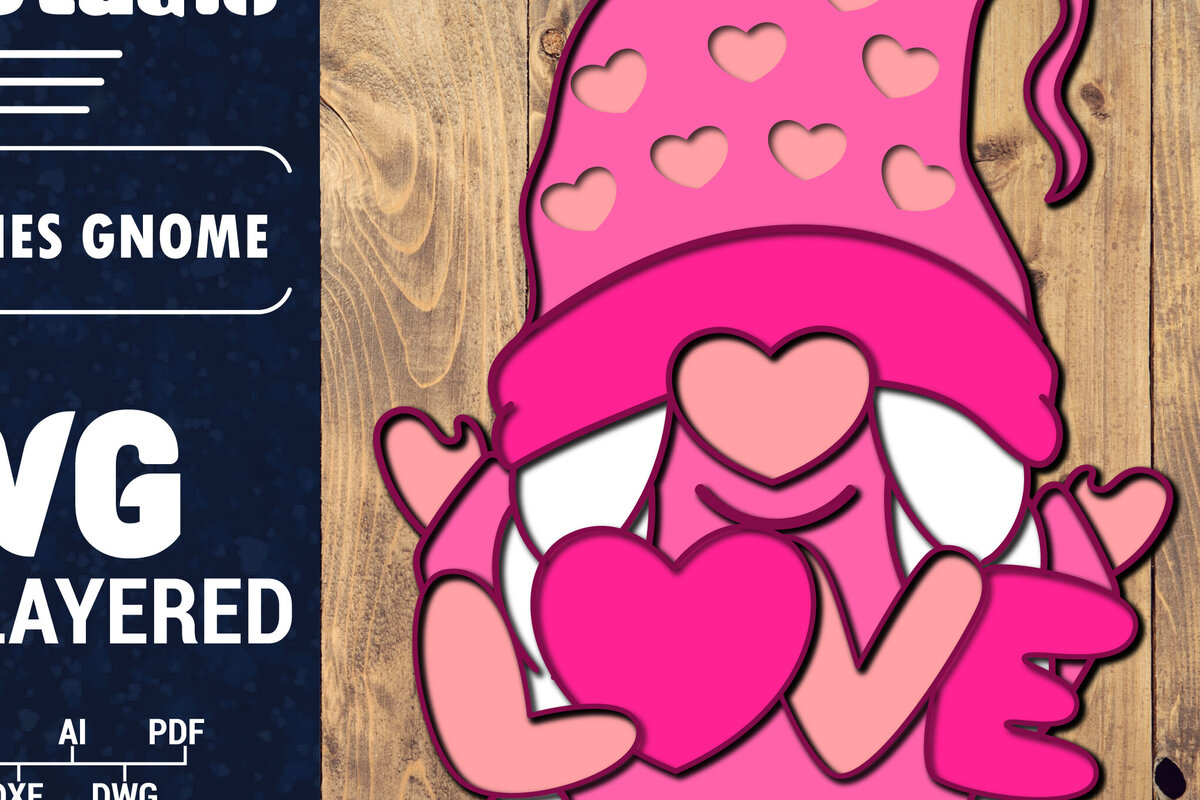 Intra απο ξύλο plywood 3mm-4mm πάχος – Ημέρα του Αγίου Βαλεντίνου Gnome Papercut 3d Δίασταση  20x20 cm INTRAFABR-89724781