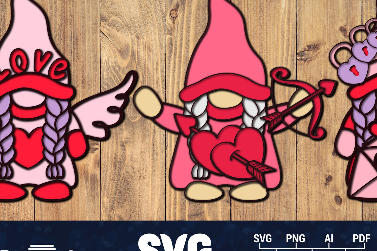 Intra απο ξύλο plywood 3mm-4mm πάχος – Ημέρα του Αγίου Βαλεντίνου Gnome Papercut 3d BU Δίασταση  20x20 cm INTRAFABR-89149325