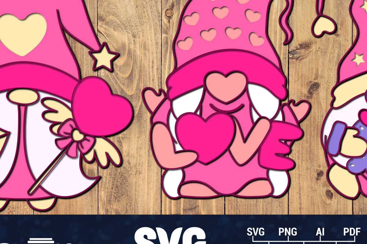 Intra απο ξύλο plywood 3mm-4mm πάχος – Κουλούρι για την Ημέρα του Αγίου Βαλεντίνου Gnome Papercut 3d Δίασταση  20x20 cm INTRAFABR-89724906