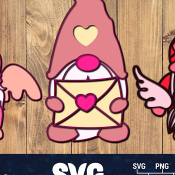 Intra απο ξύλο plywood 3mm-4mm πάχος – Κουλούρι για την Ημέρα του Αγίου Βαλεντίνου Gnome Papercut 3d Δίασταση  20x20 cm INTRAFABR-89724947 - Image 1