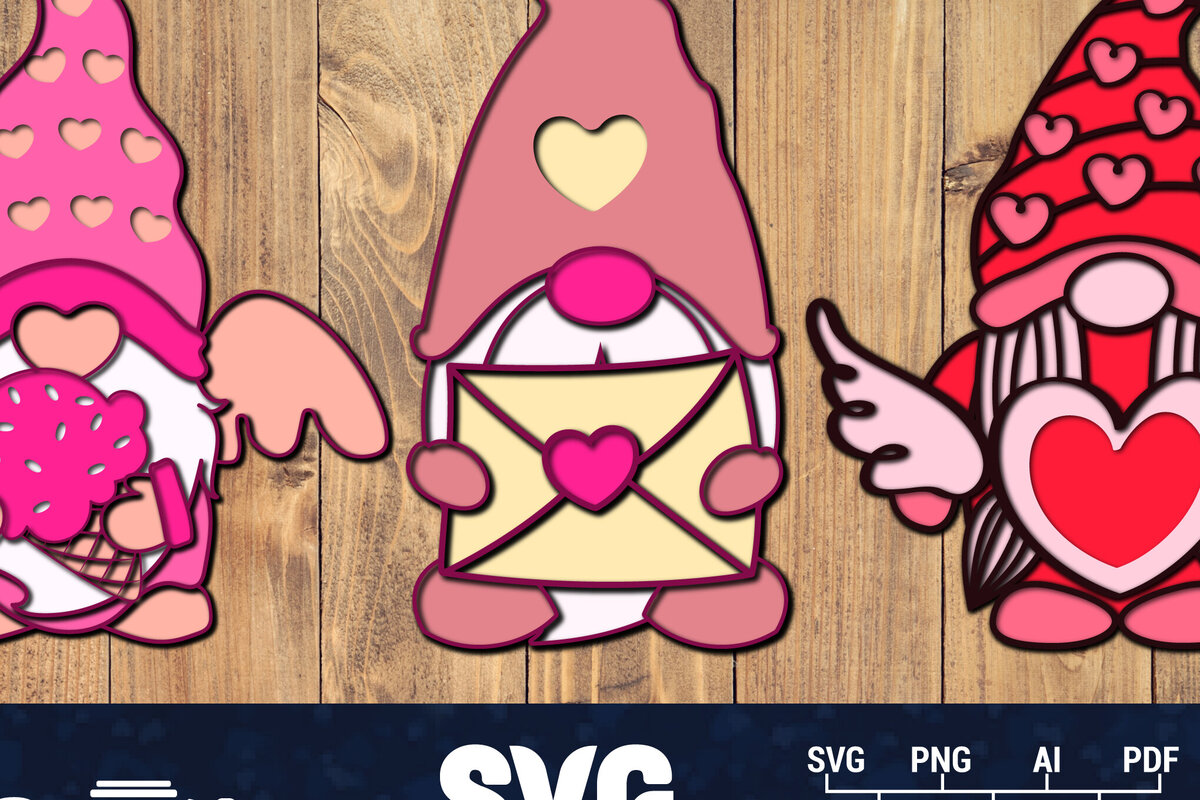 Intra απο ξύλο plywood 3mm-4mm πάχος – Κουλούρι για την Ημέρα του Αγίου Βαλεντίνου Gnome Papercut 3d Δίασταση  20x20 cm INTRAFABR-89724947