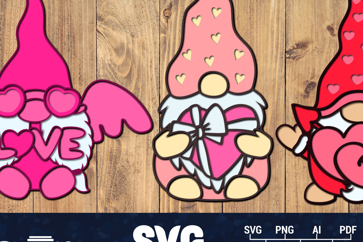 Intra απο ξύλο plywood 3mm-4mm πάχος – Κουλούρι για την Ημέρα του Αγίου Βαλεντίνου Gnome Papercut 3d Δίασταση  20x20 cm INTRAFABR-89481273