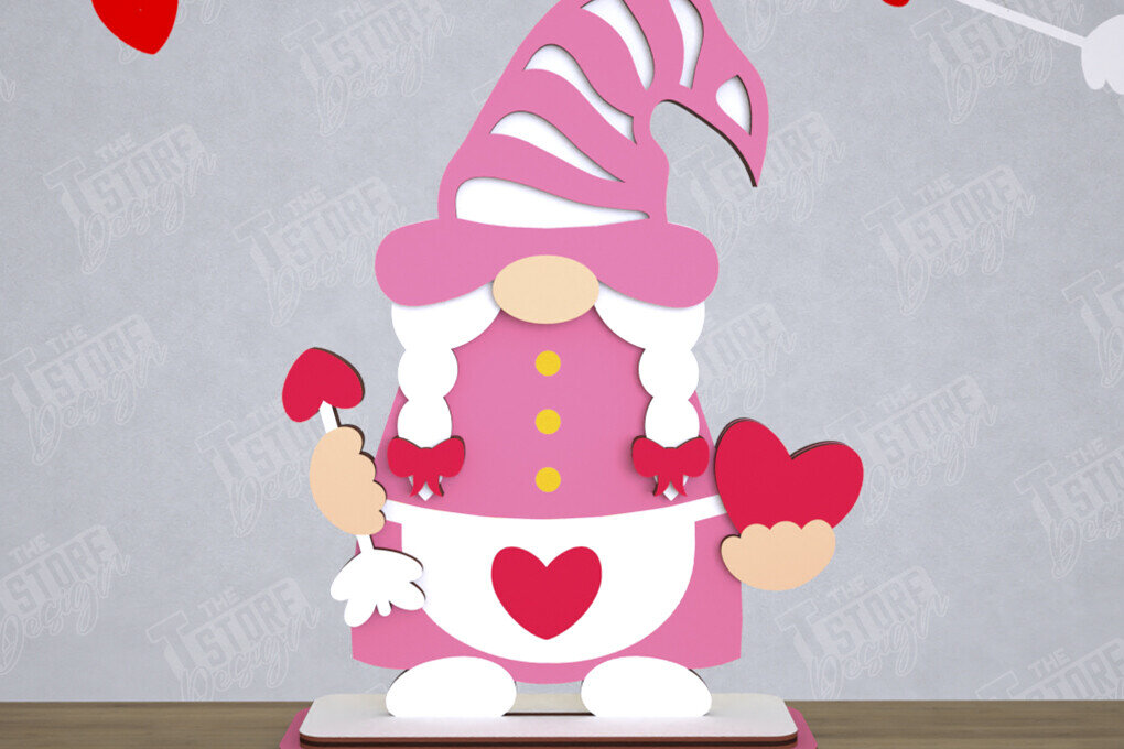 Intra απο ξύλο plywood 3mm-4mm πάχος – Gnome του Αγίου Βαλεντίνου | Επιτραπέζιο αγαλματίδιο Δίασταση  20x20 cm INTRAFABR-110328328