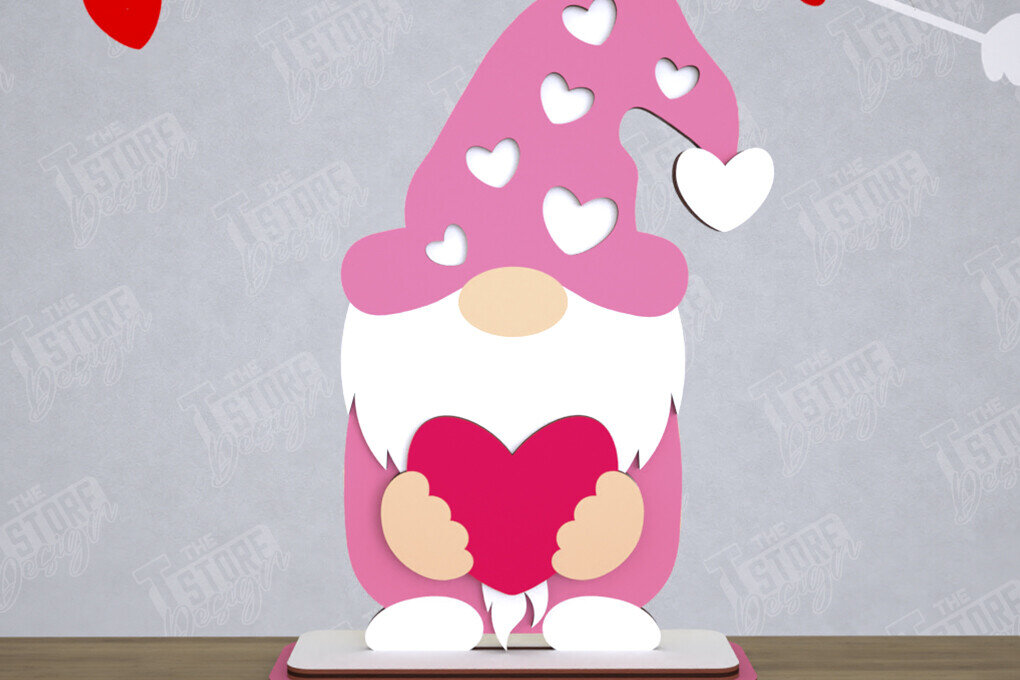 Intra απο ξύλο plywood 3mm-4mm πάχος – Gnome του Αγίου Βαλεντίνου | Επιτραπέζιο αγαλματίδιο Δίασταση  20x20 cm INTRAFABR-110328365