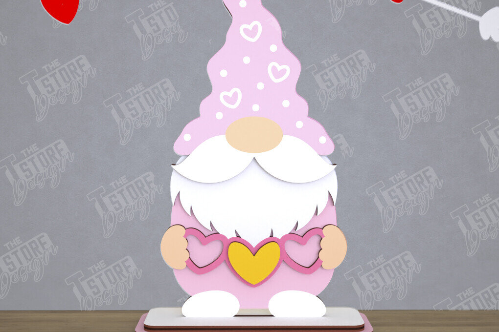 Intra απο ξύλο plywood 3mm-4mm πάχος – Gnome του Αγίου Βαλεντίνου | Επιτραπέζιο αγαλματίδιο Δίασταση  20x20 cm INTRAFABR-110328395