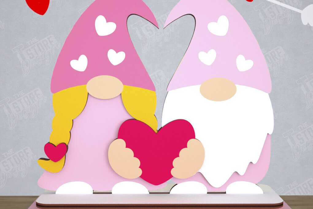 Intra απο ξύλο plywood 3mm-4mm πάχος – Gnome του Αγίου Βαλεντίνου | Επιτραπέζιο αγαλματίδιο Δίασταση  20x20 cm INTRAFABR-110328436