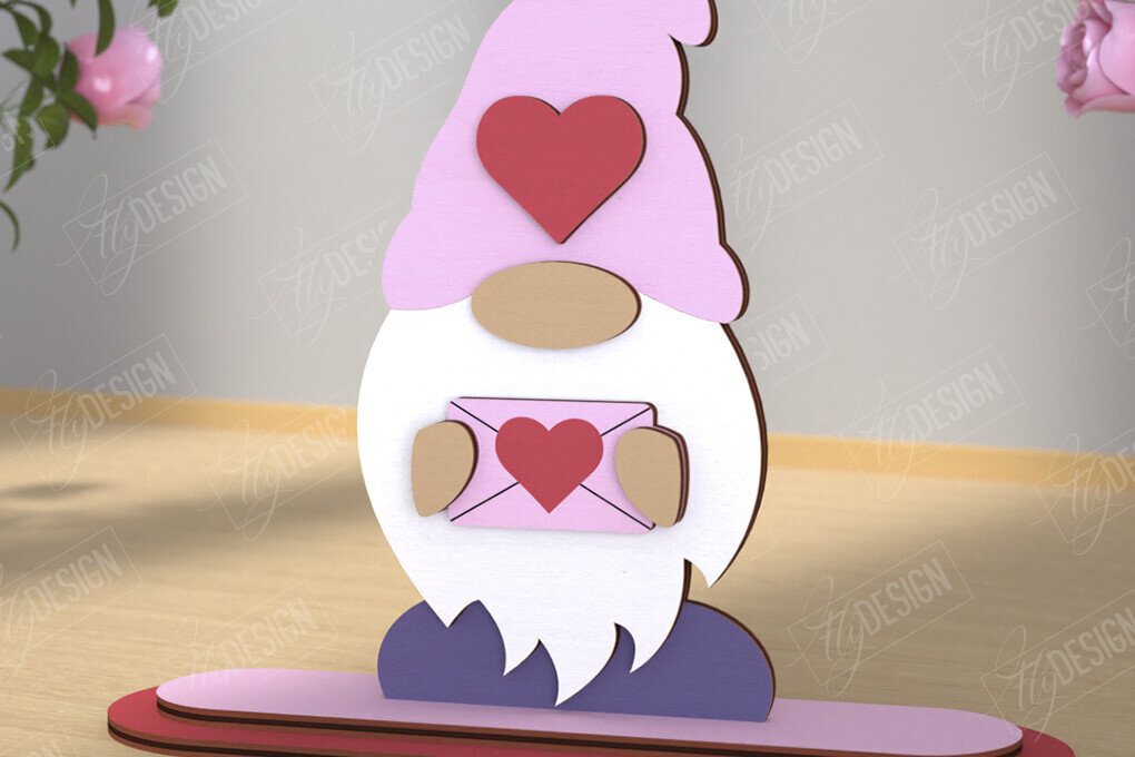 Intra απο ξύλο plywood 3mm-4mm πάχος – Gnome του Αγίου Βαλεντίνου | Επιτραπέζιο αγαλματίδιο Δίασταση  20x20 cm INTRAFABR-110119254