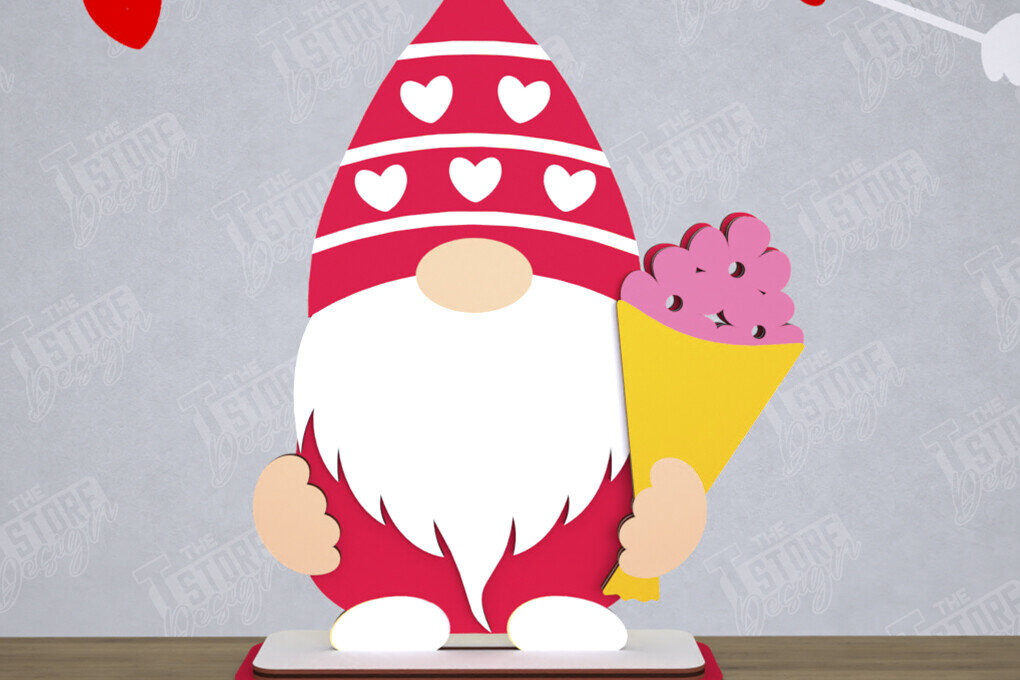 Intra απο ξύλο plywood 3mm-4mm πάχος – Gnome του Αγίου Βαλεντίνου | Επιτραπέζιο αγαλματίδιο Δίασταση  20x20 cm INTRAFABR-110328456