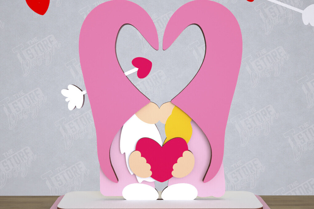 Intra απο ξύλο plywood 3mm-4mm πάχος – Gnome του Αγίου Βαλεντίνου | Επιτραπέζιο αγαλματίδιο Δίασταση  20x20 cm INTRAFABR-110328480