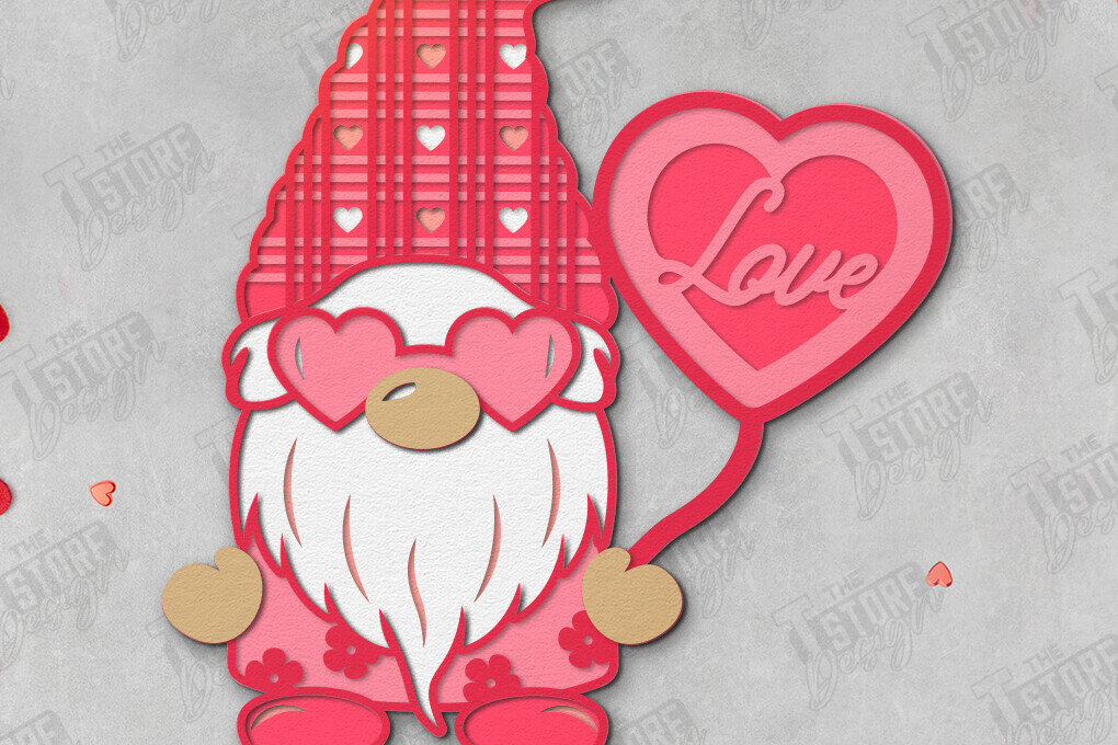 Intra απο ξύλο plywood 3mm-4mm πάχος – Gnome του Αγίου Βαλεντίνου | Επιτραπέζιο αγαλματίδιο Δίασταση  20x20 cm INTRAFABR-110743961