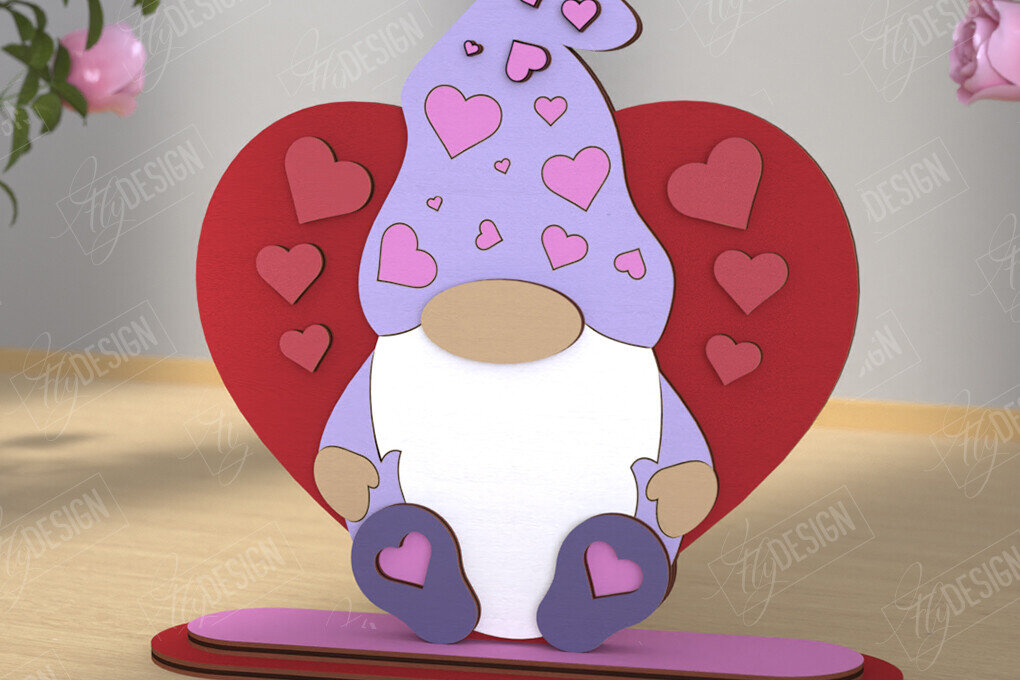 Intra απο ξύλο plywood 3mm-4mm πάχος – Gnome του Αγίου Βαλεντίνου | Επιτραπέζιο αγαλματίδιο Δίασταση  20x20 cm INTRAFABR-110119262