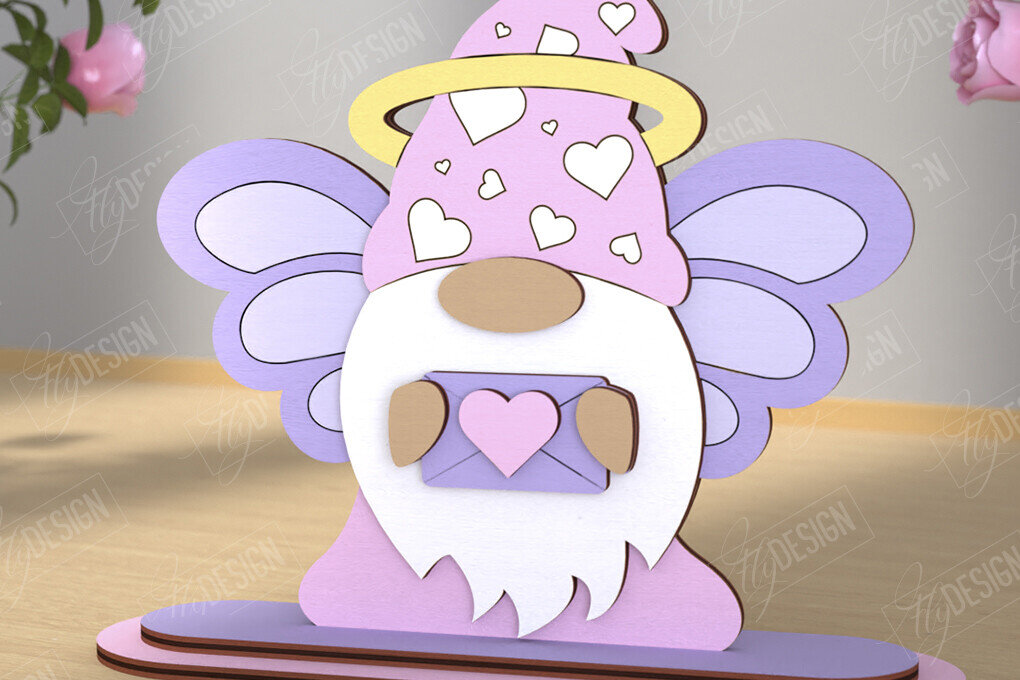 Intra απο ξύλο plywood 3mm-4mm πάχος – Gnome του Αγίου Βαλεντίνου | Επιτραπέζιο αγαλματίδιο Δίασταση  20x20 cm INTRAFABR-110119266