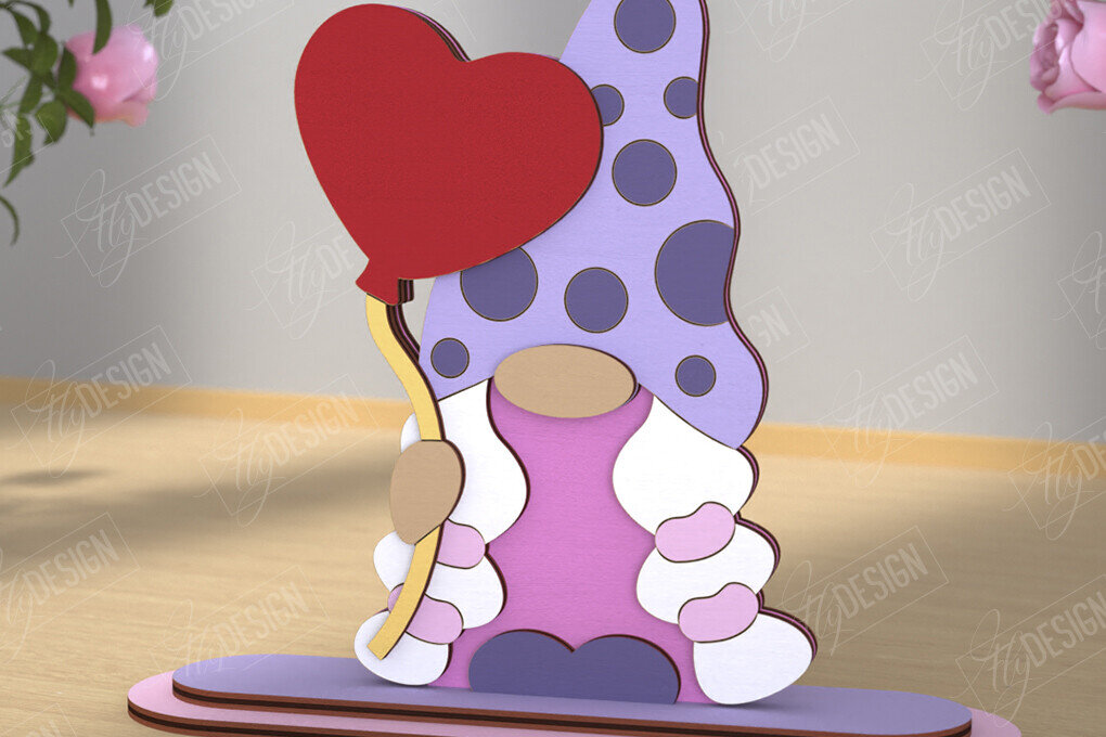 Intra απο ξύλο plywood 3mm-4mm πάχος – Gnome του Αγίου Βαλεντίνου | Επιτραπέζιο αγαλματίδιο Δίασταση  20x20 cm INTRAFABR-110119348