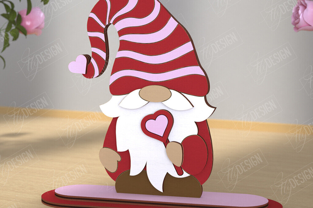 Intra απο ξύλο plywood 3mm-4mm πάχος – Gnome του Αγίου Βαλεντίνου | Επιτραπέζιο αγαλματίδιο Δίασταση  20x20 cm INTRAFABR-110119360
