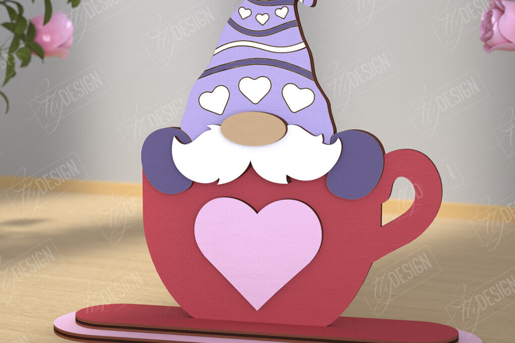 Intra απο ξύλο plywood 3mm-4mm πάχος – Gnome του Αγίου Βαλεντίνου | Επιτραπέζιο αγαλματίδιο Δίασταση  20x20 cm INTRAFABR-110119372