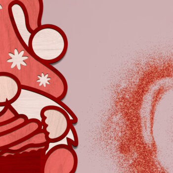 Intra απο ξύλο plywood 3mm-4mm πάχος – Gnome ημέρας του Αγίου Βαλεντίνου με Cupcake Δίασταση  20x20 cm INTRAFABR-86742296 - Image 3