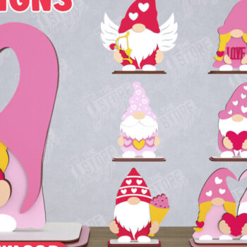 Intra απο ξύλο plywood 3mm-4mm πάχος – Πακέτο Gnomes για την Ημέρα του Αγίου Βαλεντίνου | Αρχείο CNC Δίασταση  20x20 cm INTRAFABR-110328555 - Image 1