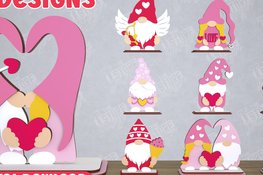 Intra απο ξύλο plywood 3mm-4mm πάχος – Πακέτο Gnomes για την Ημέρα του Αγίου Βαλεντίνου | Αρχείο CNC Δίασταση  20x20 cm INTRAFABR-110328555