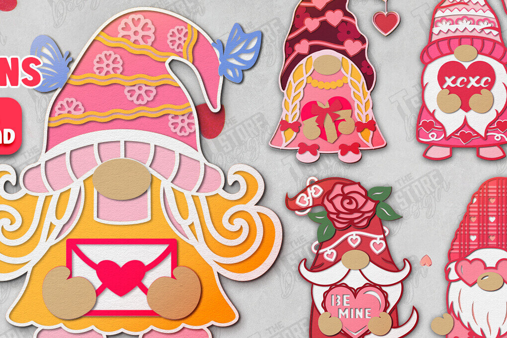 Intra απο ξύλο plywood 3mm-4mm πάχος – Πακέτο Gnomes για την Ημέρα του Αγίου Βαλεντίνου | Αργία Δίασταση  20x20 cm INTRAFABR-110744038